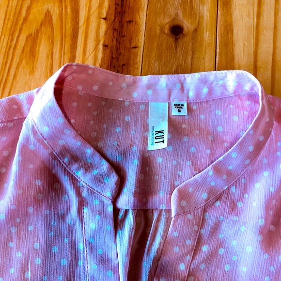 Kut from the Kloth Women’s Pink & White Spots Button Up Long Sleeve Blouse M - Picture 2 of 11